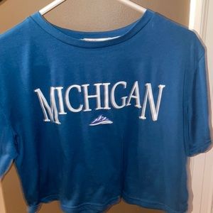 romwe blue michigan top